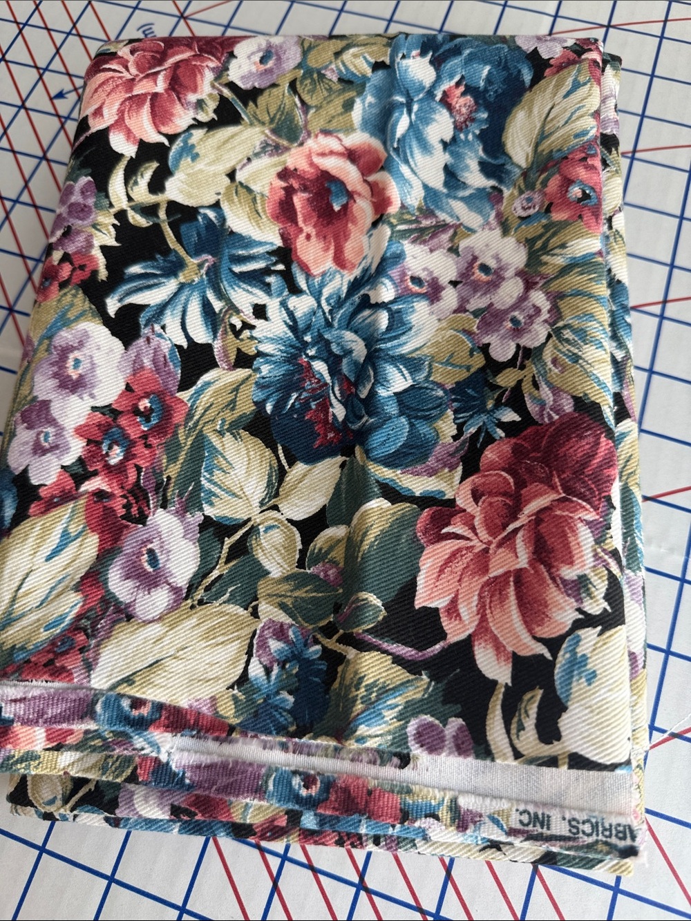 Vintage Peter Pan Fabrics Floral Twill Home Decor Fabric 1.5 Yards